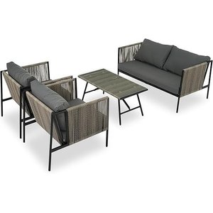 Conjunto de Àrea Externa Haven com 1 Sofá, 2 Poltronas 1 Mesa - Cinza