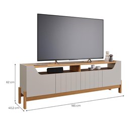 Rack Bancada Moema 185cm Off White/cinamomo para Tv até 70” - Permóbili - 4