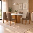 Ver imagem 1 de Conjunto Sala de Jantar Mesa Moscou Tp Canto Copo com 4 Cadeiras Estela