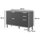 Ver imagem 3 de Gabinete P/ Pia Cozinha Balcão C/ Tampo Eloise C/ 4 Gavetas e 1 Porta Basculante Riscada 120 Cm