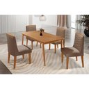 Ver imagem 1 de Conjunto: Mesa de Cozinha Havana Curvo 120cm + 4 Cadeiras Maldivas Naturale - Suede Capuccino -