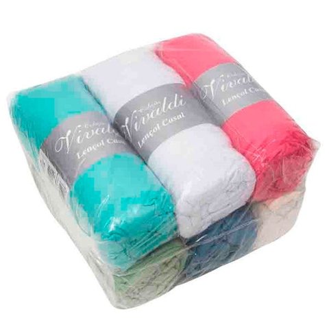 Kit 6 Lençóis de Solteiro Liso Vivaldi Ref 85.05.0002 - Cores Sortidas, não é possivel escolher a co