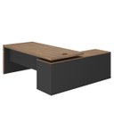 Ver imagem 1 de Mesa para Escritório em L Diretor com 1 Porta de Correr Nogal/Preto