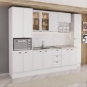 Ver imagem 1 de Cozinha Milla Vern 14 Portas 3 Gavetas MDF 310cm Branco Móveis Carraro