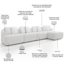 Ver imagem 4 de Sofá 5 Lugares com Chaise Direito Sala Living 328cm Arlo F04 Bouclê Off White - Lyam Decor