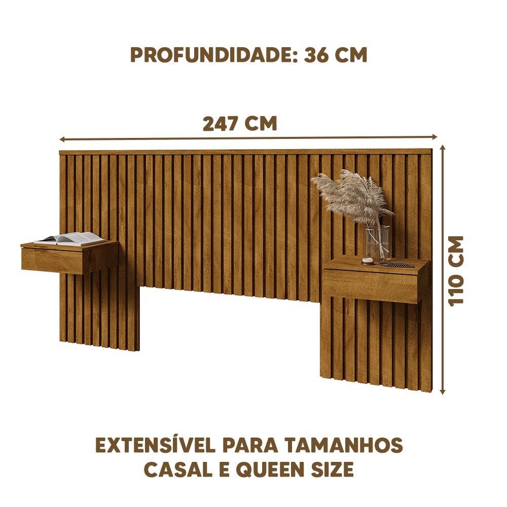 Cabeceira Ripada Casal Queen com 2 Gavetas Naturalle Columbia Bechara - 4