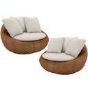 Ver imagem 1 de Kit 02 Poltronas Giratórias para Sala de Estar Kira M03 Couríssimo Whisky Linho Cru - Lyam Decor