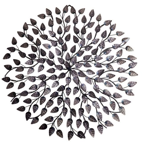 Mandala Folhada em Ferro 1m Cor Preta:preto