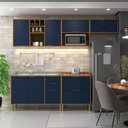 Ver imagem 1 de Cozinha Compacta Domus 6 Portas 5 Gavetas Nogal/royal - Hecol Móveis