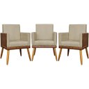 Ver imagem 1 de Kit 3 Poltronas Decorativas Modernas para Sala Lis Corino e Suede Cores Pé Palito