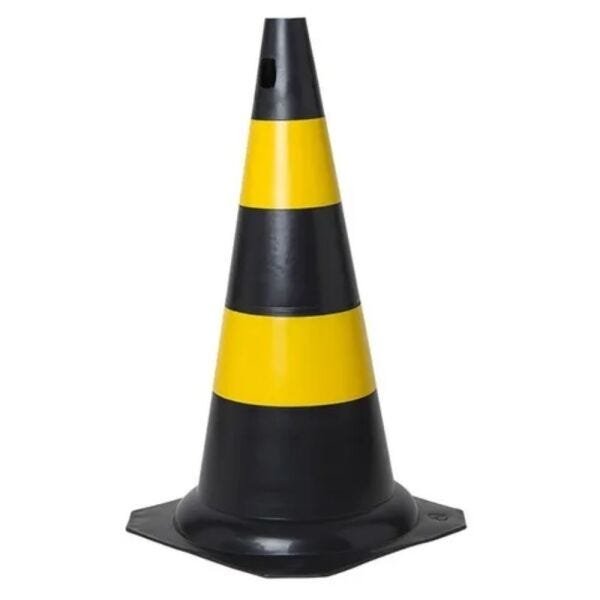 5x Cone Sinalização Rígido Plt 75cm Trânsito Epi - Preto/Amarelo - 1