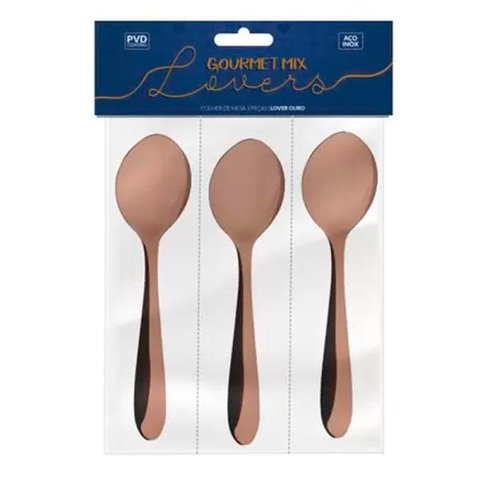 COLHER MESA LOVERS GOURMET MIX COBRE - 3 PEÇAS