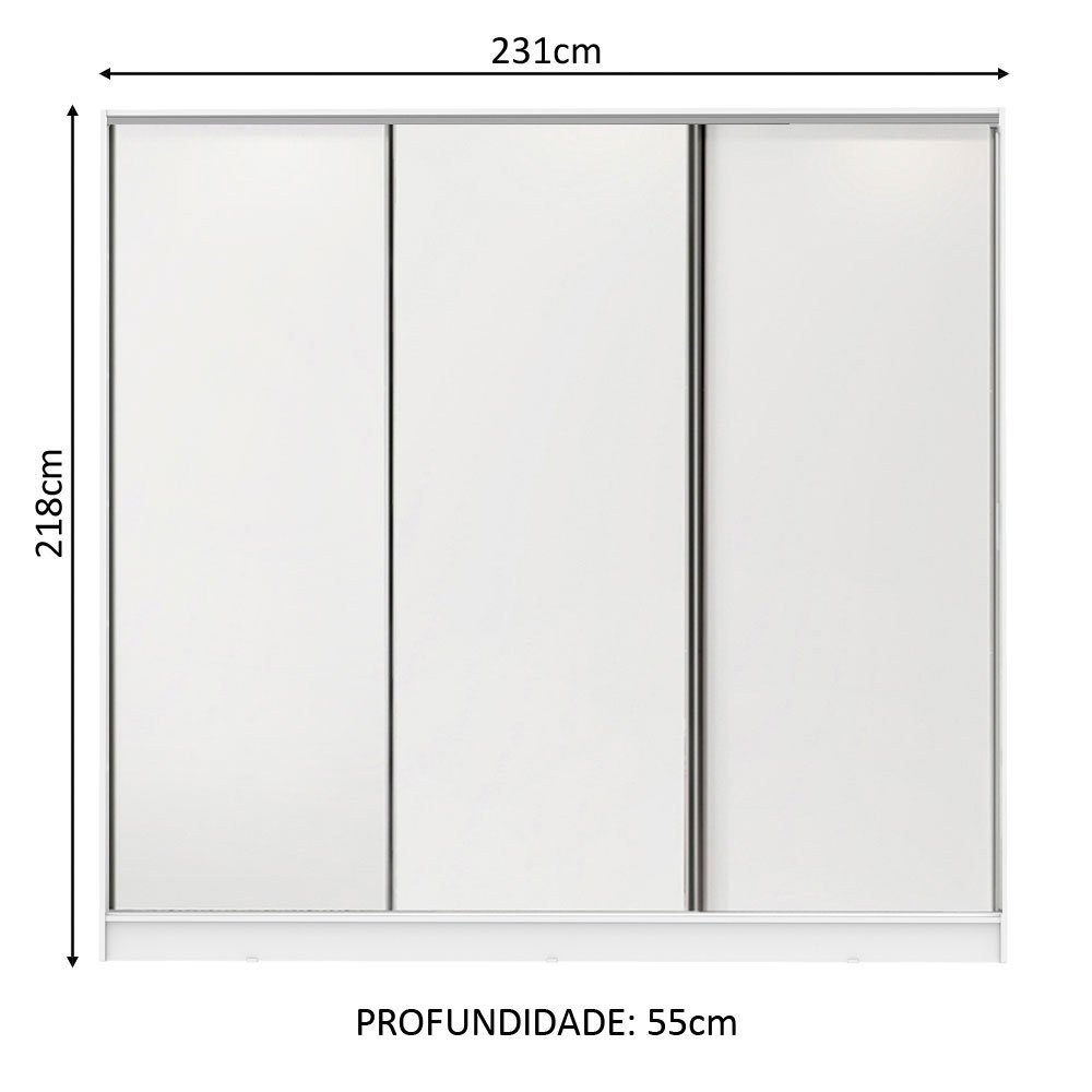 Guarda Roupa Casal 100% Mdf Madesa Royale 3 Portas de Correr - 5