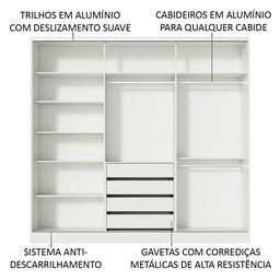 Guarda Roupa Casal 100% Mdf Madesa Royale 3 Portas de Correr - 8