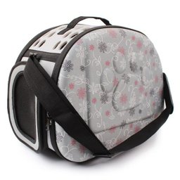 Bolsa De Transporte Pet Avião Para Cães E Gatos - Cinza - Rosa - 1