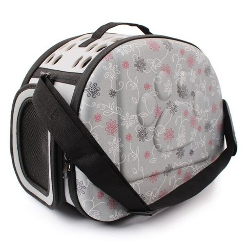 Bolsa De Transporte Pet Avião Para Cães E Gatos - Cinza - Rosa