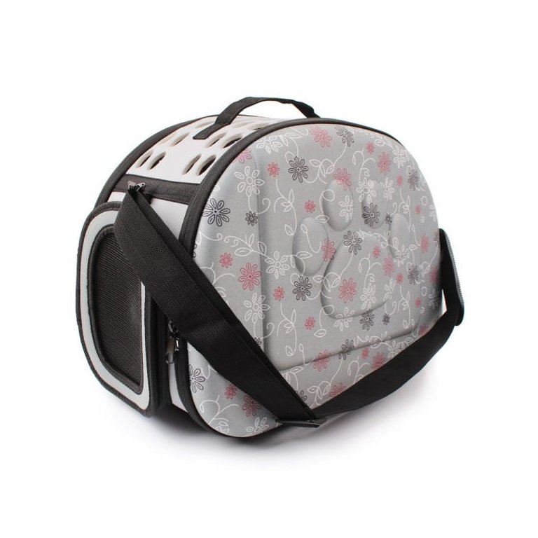 Bolsa De Transporte Pet Avião Para Cães E Gatos - Cinza - Rosa