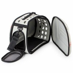 Bolsa De Transporte Pet Avião Para Cães E Gatos - Cinza - Rosa - 4