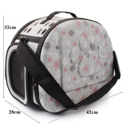 Bolsa De Transporte Pet Avião Para Cães E Gatos - Cinza - Rosa - 3