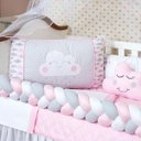 Ver imagem 3 de Kit Trança Berço Nuvem Menina Com Capa Impermeável 13 Peças