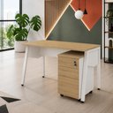 Ver imagem 1 de Escrivaninha Escritório Tampo Chanfrado 120cm x 60cm com Gaveteiro Móvel 3 Gavetas F5 Office Cor:
