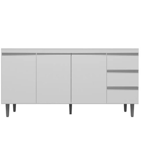 Gabinete Balcão Kimberly 1.50m 3 Portas 3 Gavetas C/ Tampo Cozinha Branco