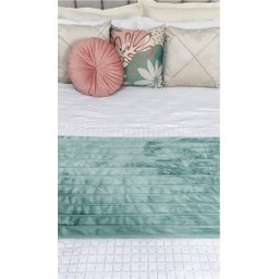 Peseira Drapeada Line Dupla Face em Veludo Cama Casal Cor:verde Menta - 3