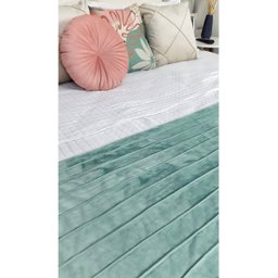 Peseira Drapeada Line Dupla Face em Veludo Cama Casal Cor:verde Menta - 1