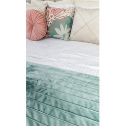 Peseira Drapeada Line Dupla Face em Veludo Cama Casal Cor:verde Menta - 2