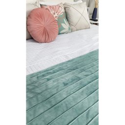 Peseira Drapeada Line Dupla Face em Veludo Cama Casal Cor:verde Menta - 4