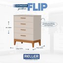 Ver imagem 7 de Jogo de Quarto Infantil Flip Guarda Roupa 4 Portas e Cômoda 4 Gavetas Areia Fosco - Reller Móveis