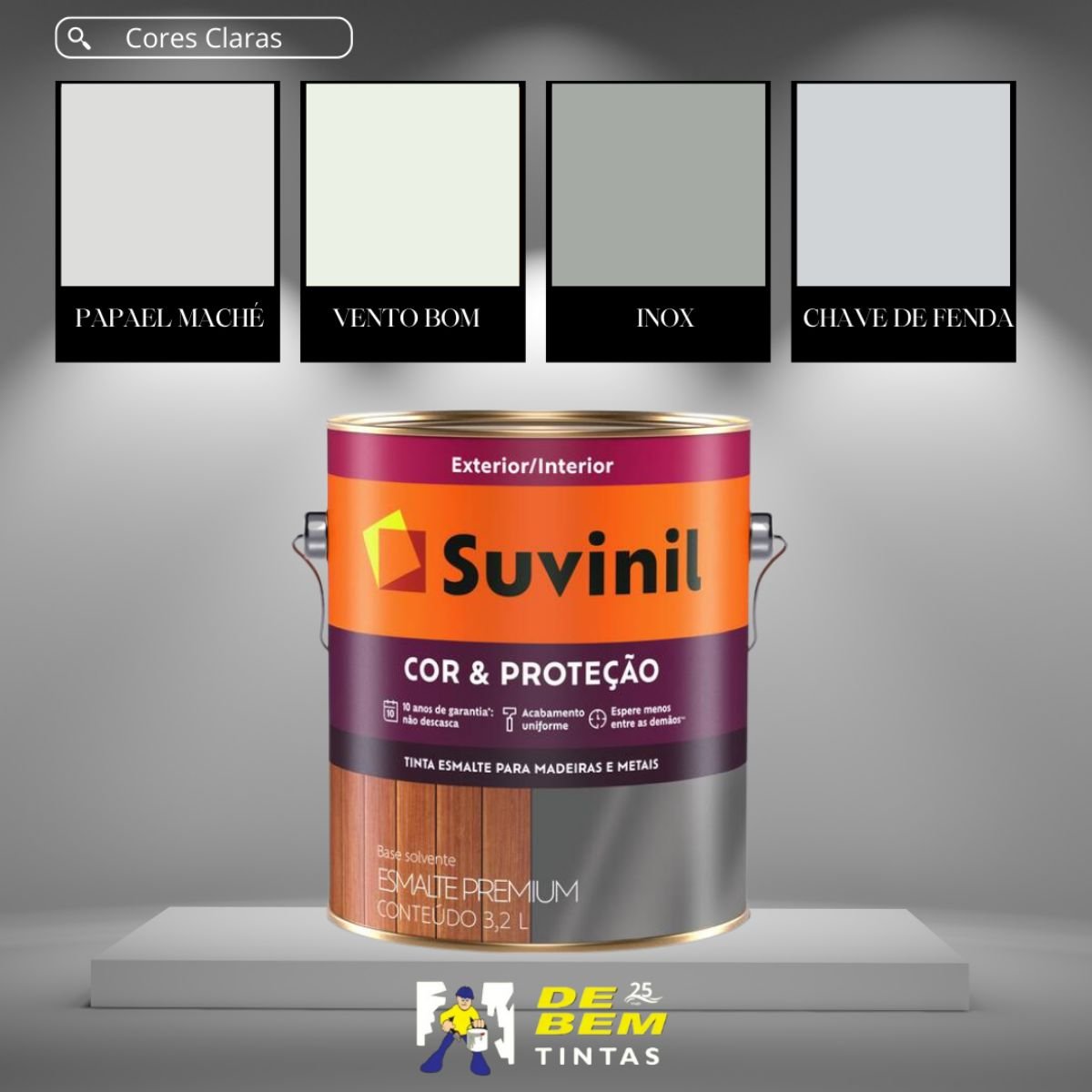 Base A2 Esmalte Cor &amp; Proteção Acetinado 3,2l | Suvinil Bases - 9