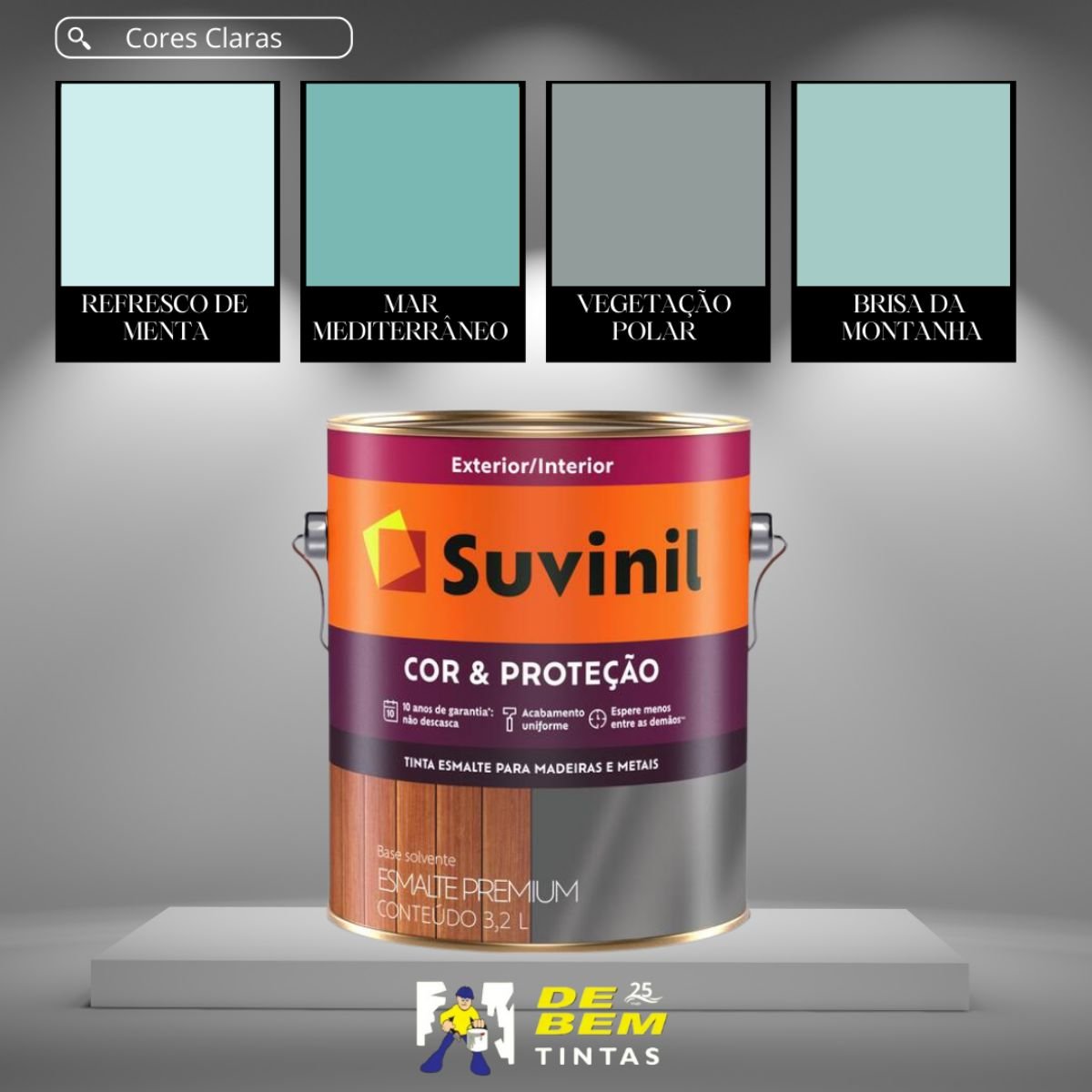 Base A2 Esmalte Cor &amp; Proteção Acetinado 3,2l | Suvinil Bases - 6