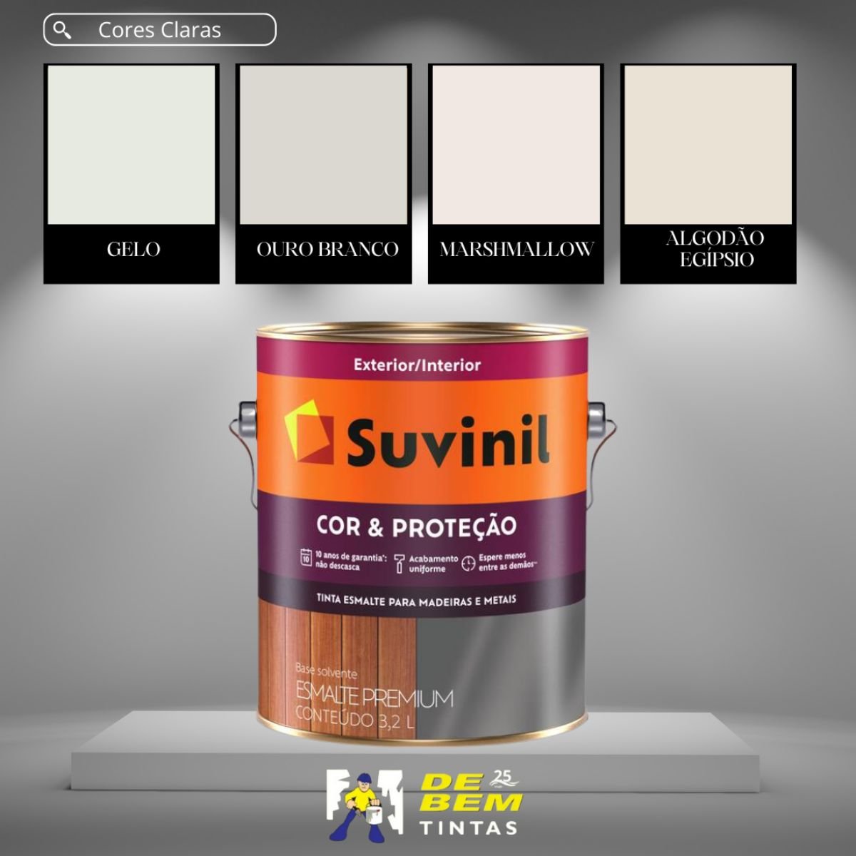 Base A2 Esmalte Cor &amp; Proteção Acetinado 3,2l | Suvinil Bases - 7