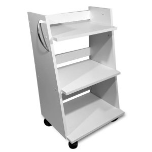 Mesa Auxiliar Mdf em Z 3 Gabinetes com Rodízios Deki