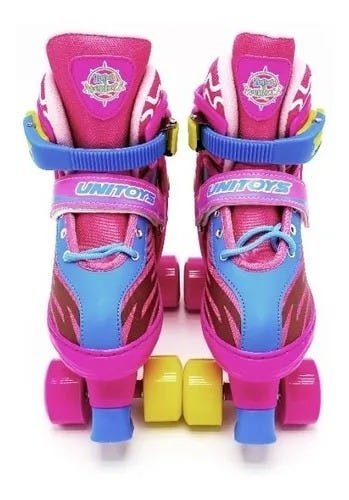 Patins Roller Ajustável com Kit de Proteção Capacete Infantil Rosa 34-37 Quatro Rodas - 5