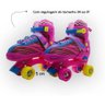 Patins Roller Ajustável com Kit de Proteção Capacete Infantil Rosa 34-37 Quatro Rodas - 7