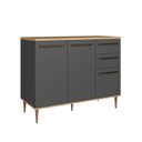 Ver mais imagens de Cozinha Modulada 6 Peças com Tampo 120cm Nicho Decorativo Balcão para Cooktop Isabelle Cinza/Freijó/Grafite
