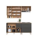 Ver imagem 6 de Cozinha Modulada 6 Peças com Tampo 120cm Nicho Decorativo Balcão para Cooktop Isabelle Cinza/Freijó/Grafite