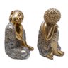 Kit 2 Buda Tailandês Meditando Dourando Brilhante 13 cm - 2