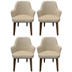 Kit 4 Cadeiras Decorativa Lara Suede Bege - Dominic Decor