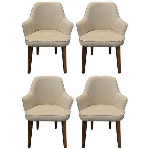 Kit 4 Cadeiras Decorativa Lara Suede Bege - Dominic Decor