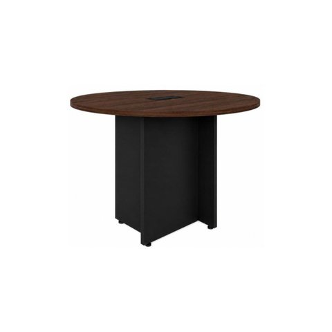 Mesa de Reunião Redonda Workyaris com Caixa de Tomadas -1,10x1,10x0,74m - Marsala/Preto - 21440