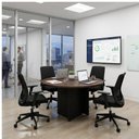 Ver mais imagens de Mesa de Reunião Redonda Workyaris com Caixa de Tomadas -1,10x1,10x0,74m - Marsala/Preto - 21440