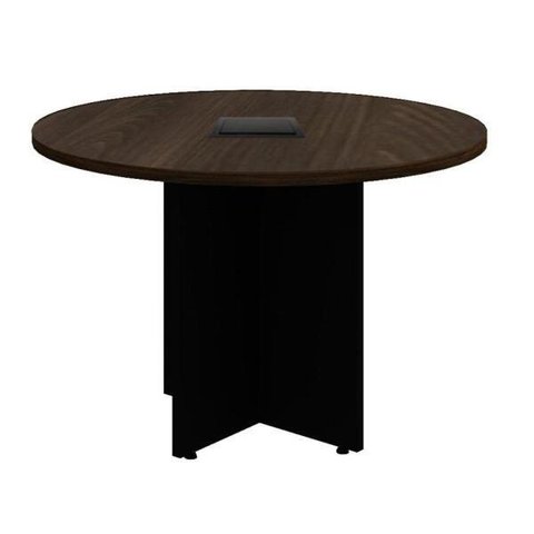 Mesa de Reunião Redonda Workyaris com Caixa de Tomadas -1,10x1,10x0,74M - Marsala/Preto - 21440