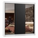 Ver imagem 2 de Guarda-Roupa Casal Madesa Lyon Plus 3 Portas de Correr com Espelhos 4 Gavetas Branco/Preto Cor:Branc