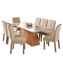 Ver imagem 2 de Mesa de Jantar Tampo de Vidro Off White Helena 2,10 e 8 Cadeiras Fernanda Cinamomo/off White/madeira