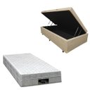Ver imagem 1 de Cama Box Baú Blindada com Colchão Riviera Molas Ensacadas 25cm:corino Bege/solteiro