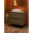 Ver imagem 3 de Gabinete para Banheiro Dubai 1 Porta 1 Gaveta MDF 80cm Verde com Cuba e Espelho LED On Móveis