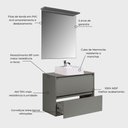Ver imagem 6 de Gabinete para Banheiro Dubai 1 Porta 1 Gaveta MDF 80cm Verde com Cuba e Espelho LED On Móveis